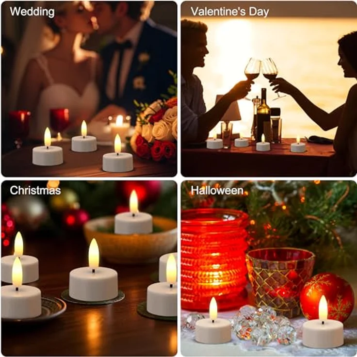EXTSUD 12 Stück Led Teelichter mit Timer Batteriebetriebene Kerzen LED Tea Light Flammenlose Kerzen Kerzenlicht Nachtlicht Elektrische Teelichter Jugendweihe Windlicht Tischlicht Wohnzimmer Deko – Bild 6