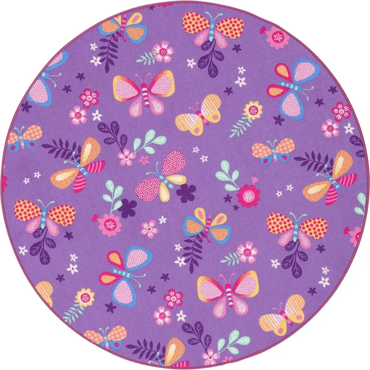 Snapstyle Kinderteppich Kinder Spiel Teppich Schmetterling Rund, Rund, Höhe: 4 mm – Bild 1