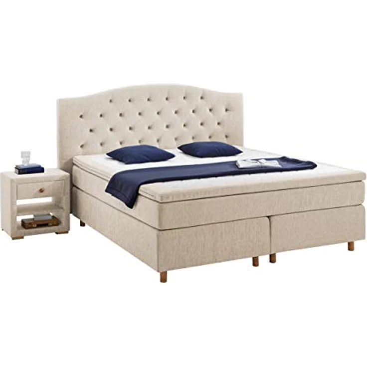 Atlantic Home Collection Boxspringbett CLAIRE, 180x200 cm, inkl. Topper (Härtegrad H2+H3 DUO), Creme – Bild 2