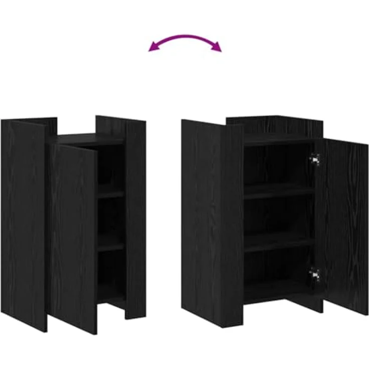 vidaXL Sideboard Schwarz Eichen-Optik 45 x 35 x 75 cm 869176 – Bild 4