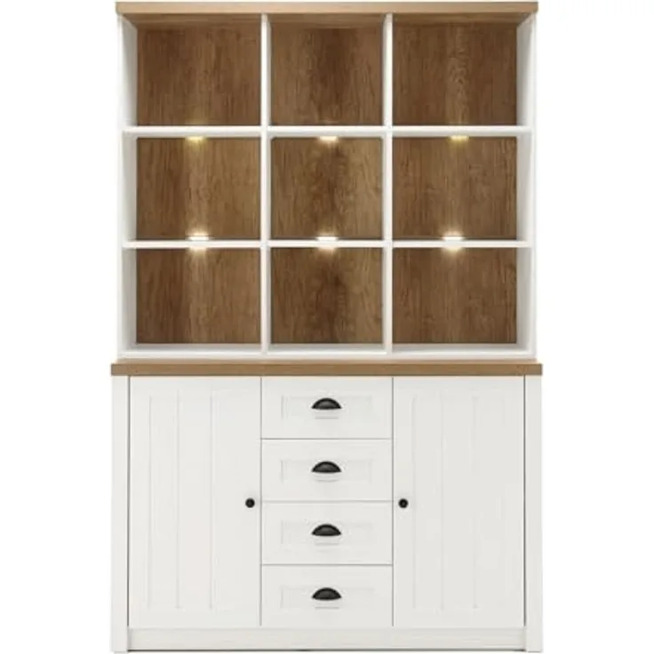 Buffetschrank Seyne in weiß Pinie und Eiche Landhaus 130 cm