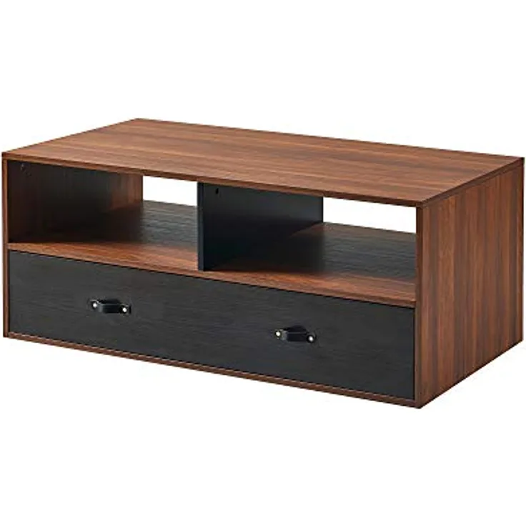 Teamson Home Henry Couchtisch, Braun, Holzwerkstoff, 60.3x45.7x45.7 cm, mit großer Tischfläche und Schublade