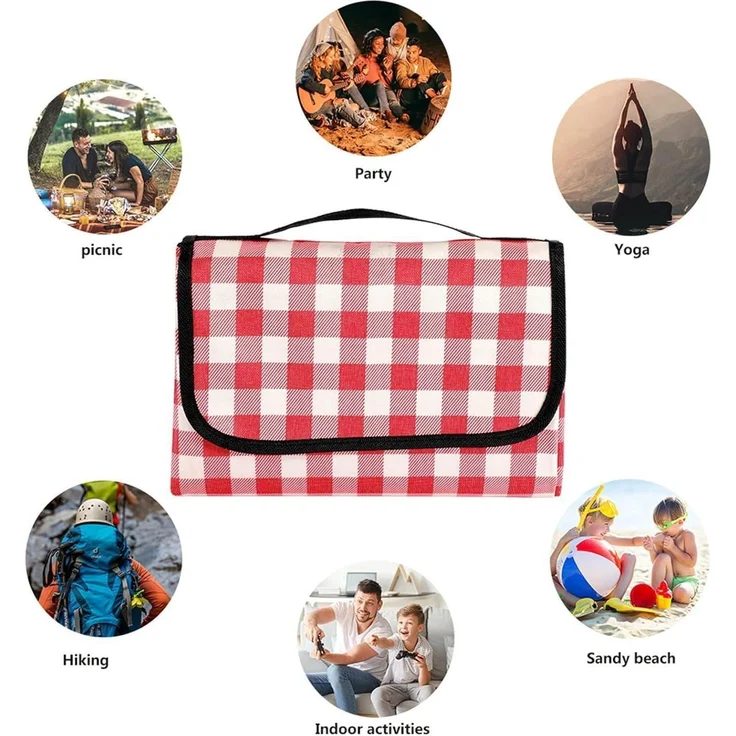 Picknickdecke wasserdicht waschbar Rot 200 x 300 cm (Rechteckig) – Bild 4