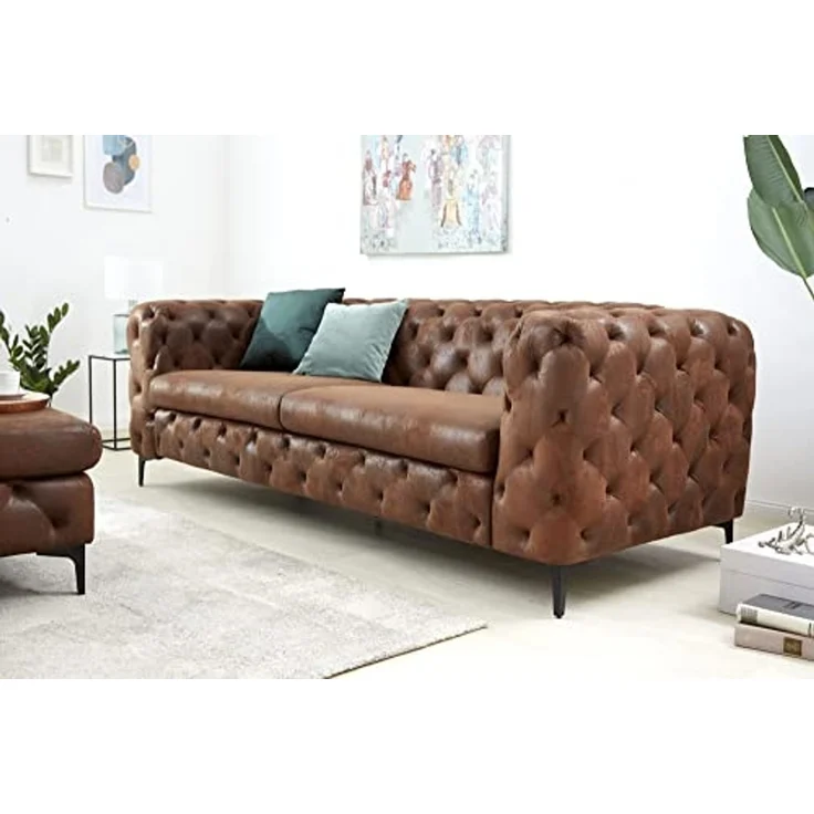 riess-ambiente 3-Sitzer MODERN BAROCK 235cm antik braun · Microfaser-Couch mit Federkern, Einzelartikel 1 Teile, 3-Sitzer Sofa · Chesterfield Design mit Ziersteppung · Rundum-Bezug – Bild 2