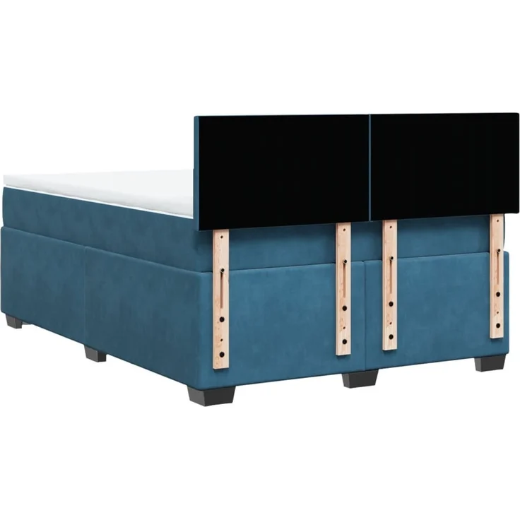 vidaXL Boxspringbett mit Matratze Blau 160x200 cm Samt 3288652 – Bild 8