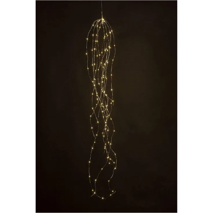 Idena 31352 - LED Lichterkette mit 125 LEDs in Warmweiß, Cascade LED Stränge mit 6 Stunden Timer Funktion, batteriebetrieben, ca. 1,7 m lang, Deko für Innen & Außen, als Party Deko, Weihnachtsdeko