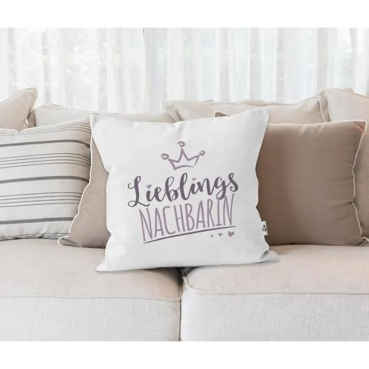 MoonWorks Dekokissen Kissenbezug Kissenhülle Schriftzug Lieblings Kollegin/Nachbarin mit Kronemotiv Geschenk Lieblingsperson Moonworks® – Bild 4
