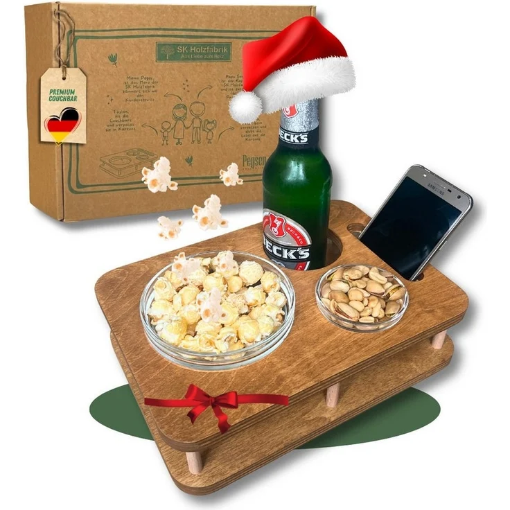 PEGSEN Tablett Couchbar Snackbar YOLO mit 2 Glasschalen Snacktablett, praktisch & stabil – Bild 1