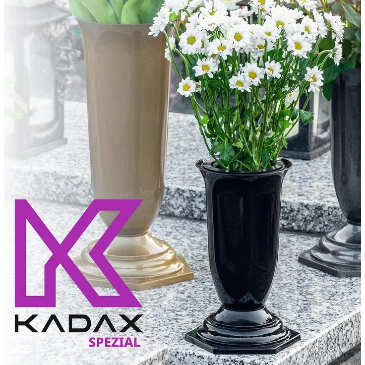 KADAX Vase, Fläschchen, Blumen, Grabstein, Friedhof, Grabstein, Einsatzsockel, Graphit, 37 cm – Bild 10