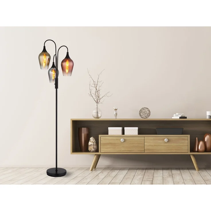 Stehleuchte, schwarz, Glas chrom gold kupfer, H 165 cm – Bild 5