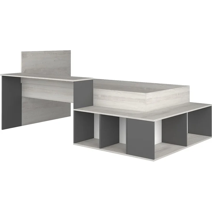 Vente-unique - Kombi-Bett mit Stauraum & Schreibtisch - 90 x 200 cm - Holzfarben & Anthrazit - RIGALI – Bild 4