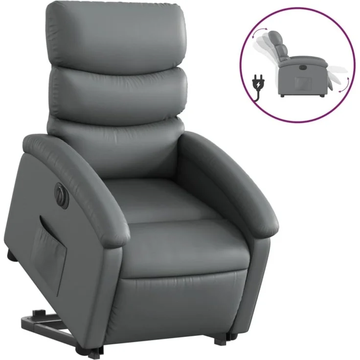 vidaXL Relaxsessel mit Aufstehhilfe Elektrisch Grau Kunstleder 3204057 – Bild 3