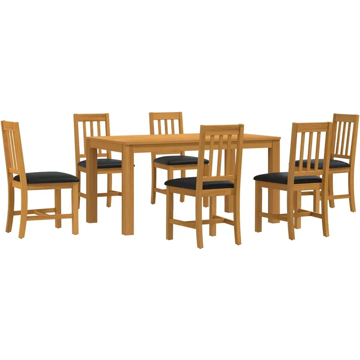 vidaXL Essgruppe VENLO 7 stk. Schwarz 150 x 85 x 75 cm 3430367 – Bild 2