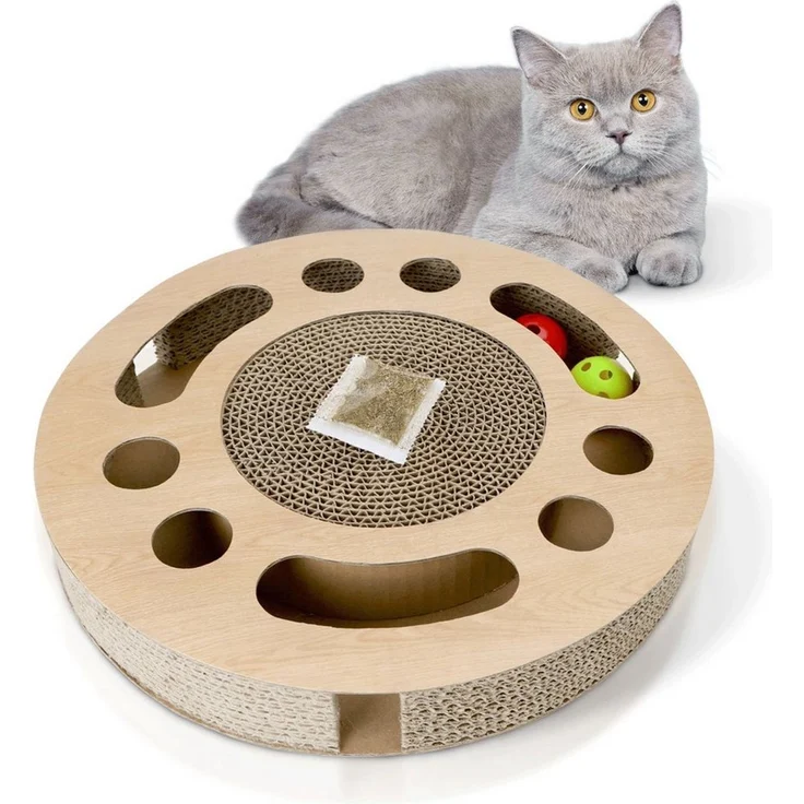 nobleza Kratzpappe Katzenspielzeug Interaktives mit 2 Klingelballs – Bild 1