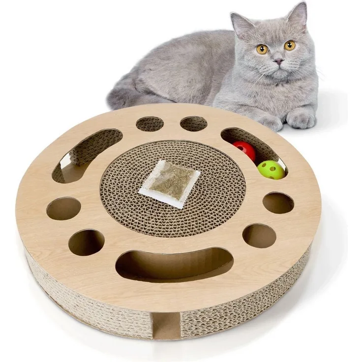 nobleza Kratzpappe Katzenspielzeug Interaktives mit 2 Klingelballs