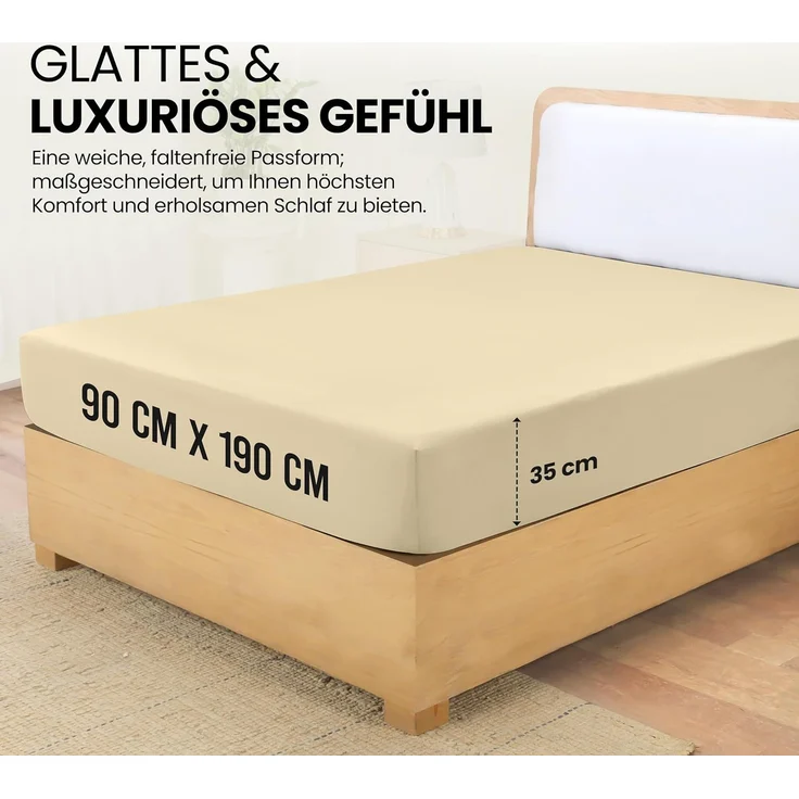 Utopia Bedding - Spannbettlaken 90x190 cm - Beige - Oeko-Tex Zertifiziertes Gebürstete Polyester-Mikrofaser Spannbetttuch - 35 cm Tiefe Tasche – Bild 2