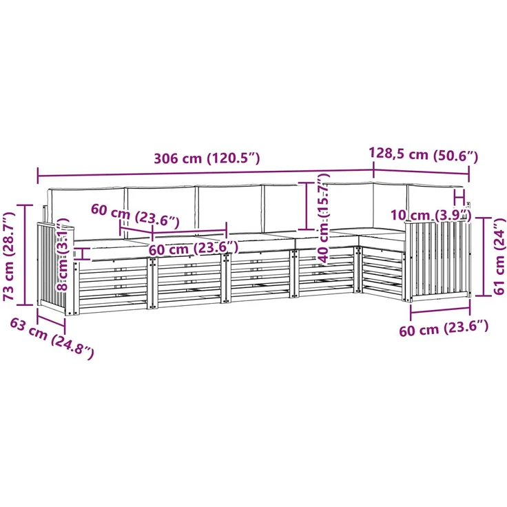 vidaXL Outdoor-Sofagarnitur 6 stk. 6-Sitzer Weiß und Hellgrau 3391911 – Bild 8