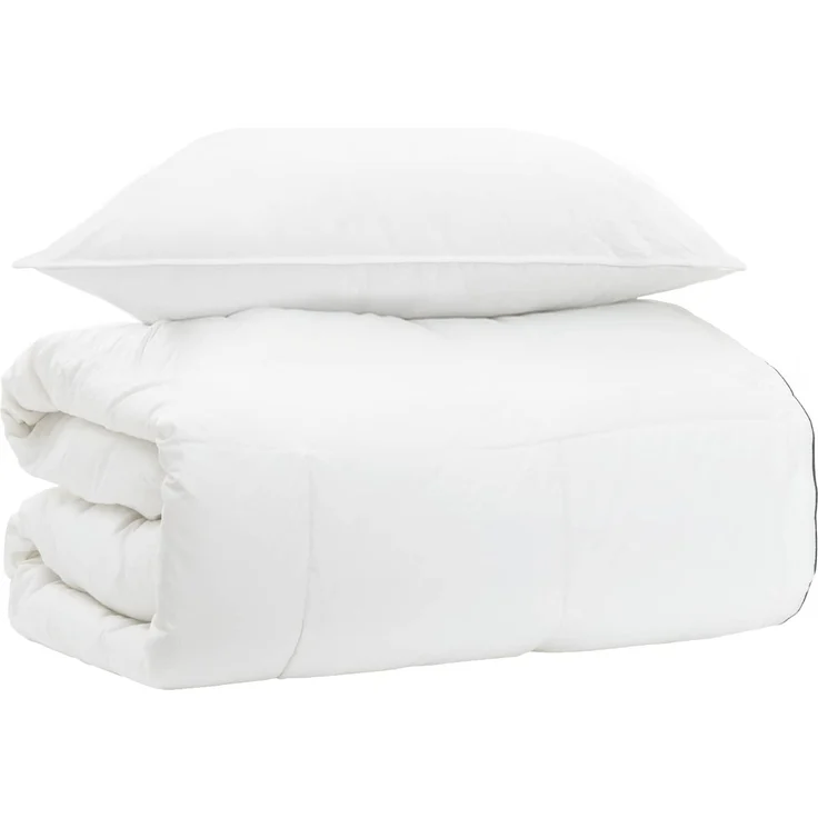 vidaXL Bettwäsche-Set Weiß 155x200 cm Baumwolle, Bambus, Polyester 3431522 – Bild 1