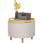 HOMCOM Sitzbank Ottomane mit Stauraum, Klappdeckel (Hocker, 1-St, Polsterhocker), für Wohnzimmer, Schlafzimmer, Weiß, Ø56 x 42 cm