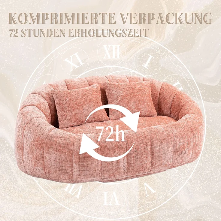 LVHOM Sitzsack XXL, Bean Bag mit Sitzpuff, Bodensofa mit 2 Kissen, 2-Sitzer-Sofa aus Chenille, 145x95x63cm – Bild 6