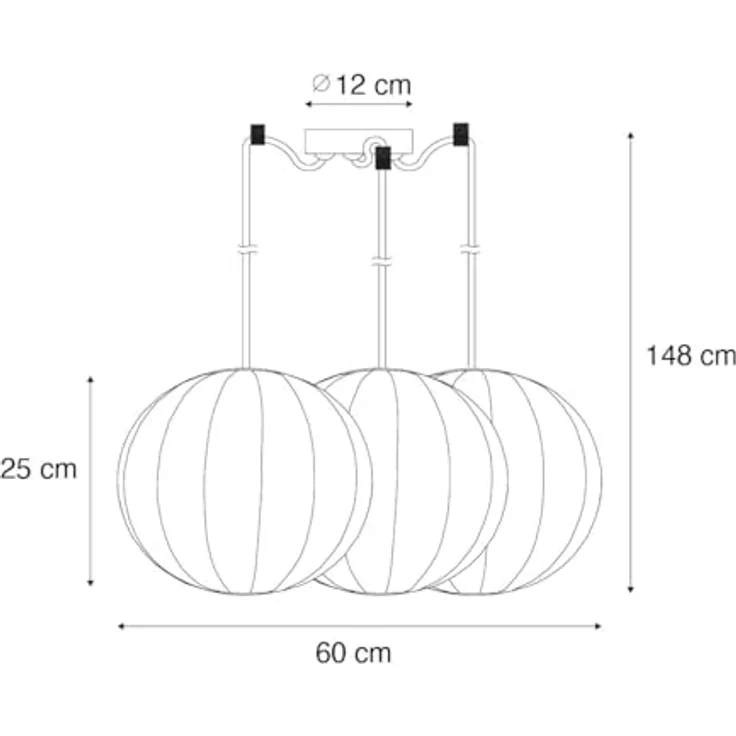 QAZQA Design Pendelleuchte, 3-flammig in weißer Seide, dimmbar, E27 Fassung, für Wohnzimmer und Schlafzimmer – Bild 4