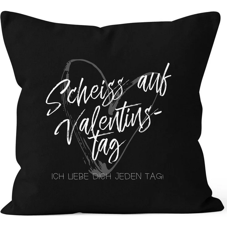 MoonWorks Dekokissen Kissen-Bezug Valentinstagsgeschenk Liebe Scheiß auf Valentinstag Ich liebe dich jeden Tag Kissen-Hülle Deko-Kissen Baumwolle MoonWorks® – Bild 4