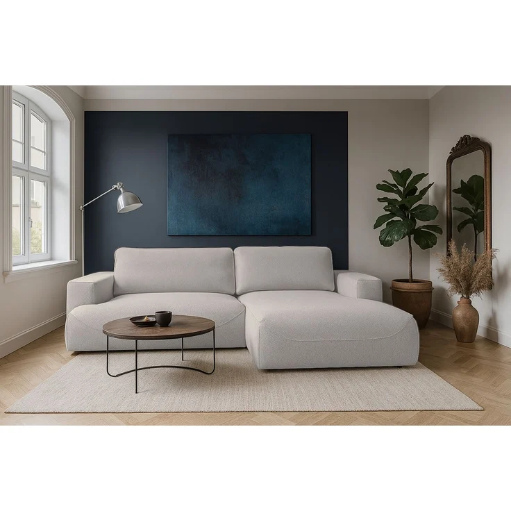 MEBLINI Schlafcouch mit Bettkasten – LUMIERE – 271x195x96cm – Rechts – Grau Samt - Ecksofa mit Schlaffunktion - Sofa mit Relaxfunktion und Kissen - Couch L-Form – Eckcouch – Bild 2