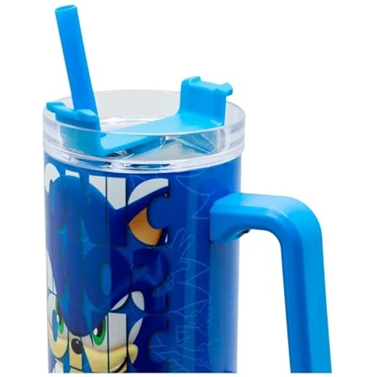 Sonic the Hedgehog Trinkflasche Thermobecher aus Edelstahl mit Strohhalm – 940 ml wiederverwendbar – Bild 3