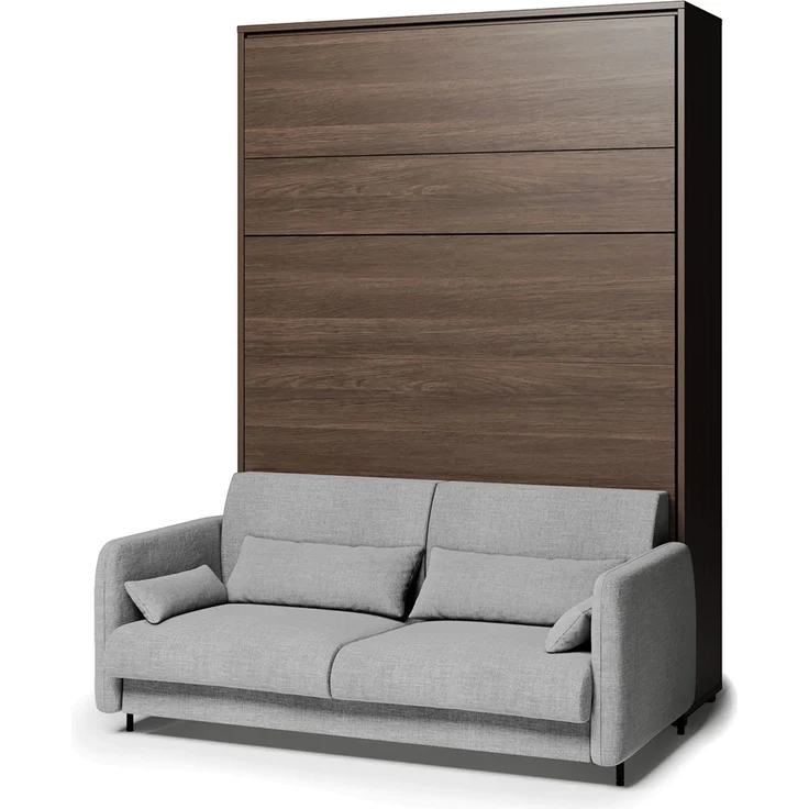 MEBLINI Schrankbett BC-12 - 160x200cm Vertikal - Dunin Eiche/Grau - mit Sofa - Wandbett mit Lattenrost - Klappbett mit Schrank - Wandklappbett - Murphy Bed – Bild 1