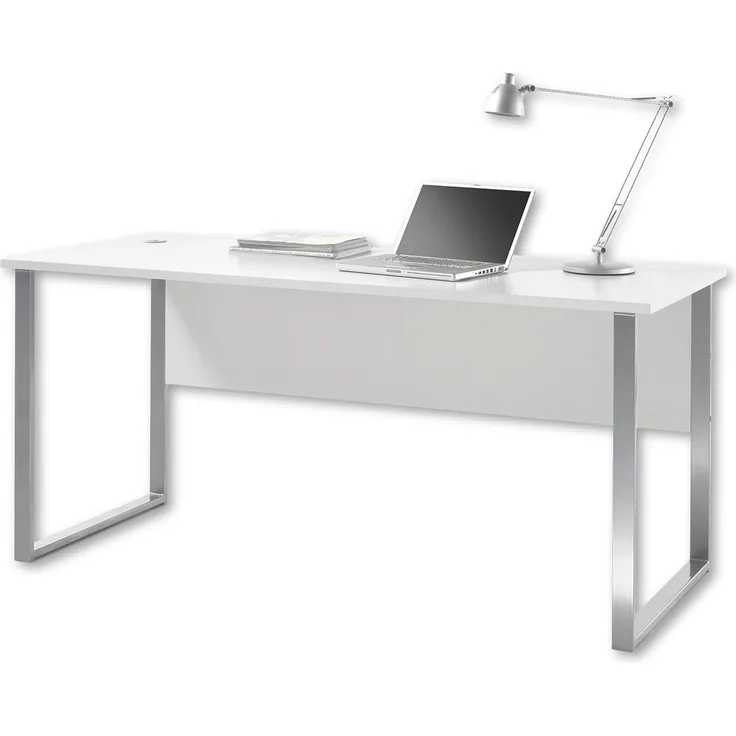 Stella Trading OFFICE LUX Schreibtisch inkl. Kabeldurchführung, grau - Bürotisch Computertisch mit großer Arbeitsfläche - Modernes Büromöbel Komplettset - 170 x 76 x 73 cm (B/H/T)