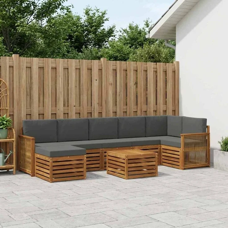 vidaXL Outdoor-Sofagarnitur 8 stk. 8-Sitzer Natur und Anthrazit 3384658 – Bild 1