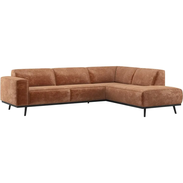 Ecksofa Statement aus Chenille-Samt, modern und komfortabel, terra, rechte Ausführung