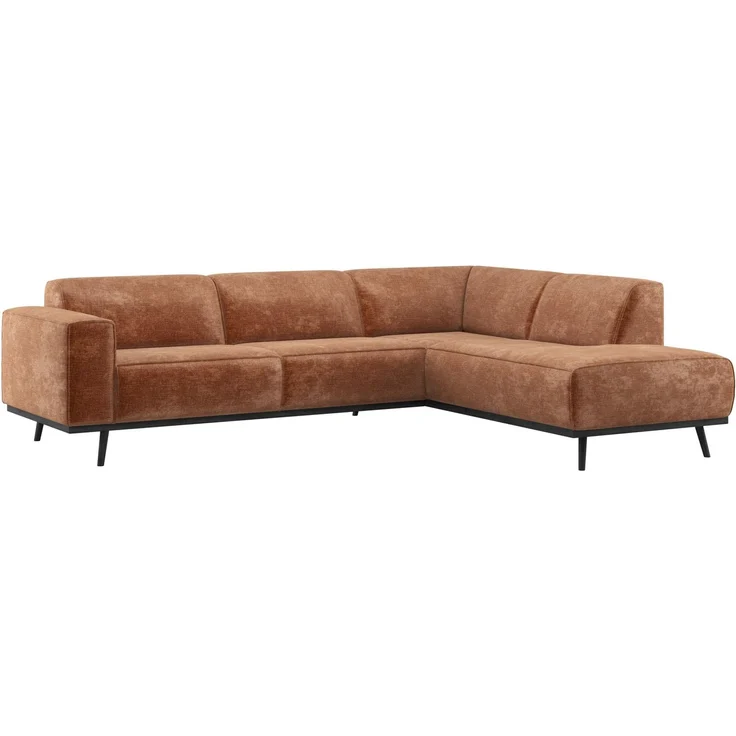 Ecksofa Statement aus Chenille-Samt, modern und komfortabel, terra, rechte Ausführung