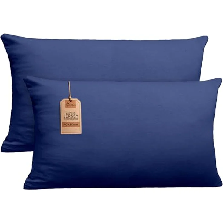 NatureMark 2er Pack Jersey Kissenbezug Kissenhülle Kissenbezüge Seitenschläferkissen Nackenkissen viele Größen und Farben (40x80 cm, Navy blau) – Bild 2
