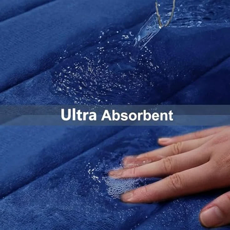 Homaxy Memory Foam Badezimmer Badteppich Saugfähige Rutschfester Badvorleger Waschbar Badematte - 43x120 cm, Marineblau – Bild 5