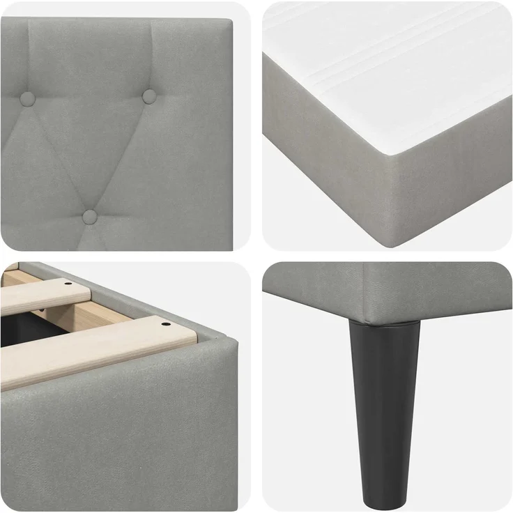 vidaXL Bettgestell mit Matratze Hellgrau 180x200 cm Samt 3415066 – Bild 9