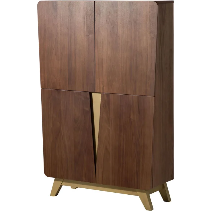 Highboard Nussbaum-Echtholzfurnier 100x40x145 braun lackiert BUTTERFLY #105