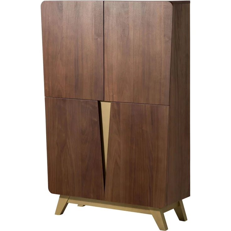 Highboard Nussbaum-Echtholzfurnier 100x40x145 braun lackiert BUTTERFLY #105 – Bild 1
