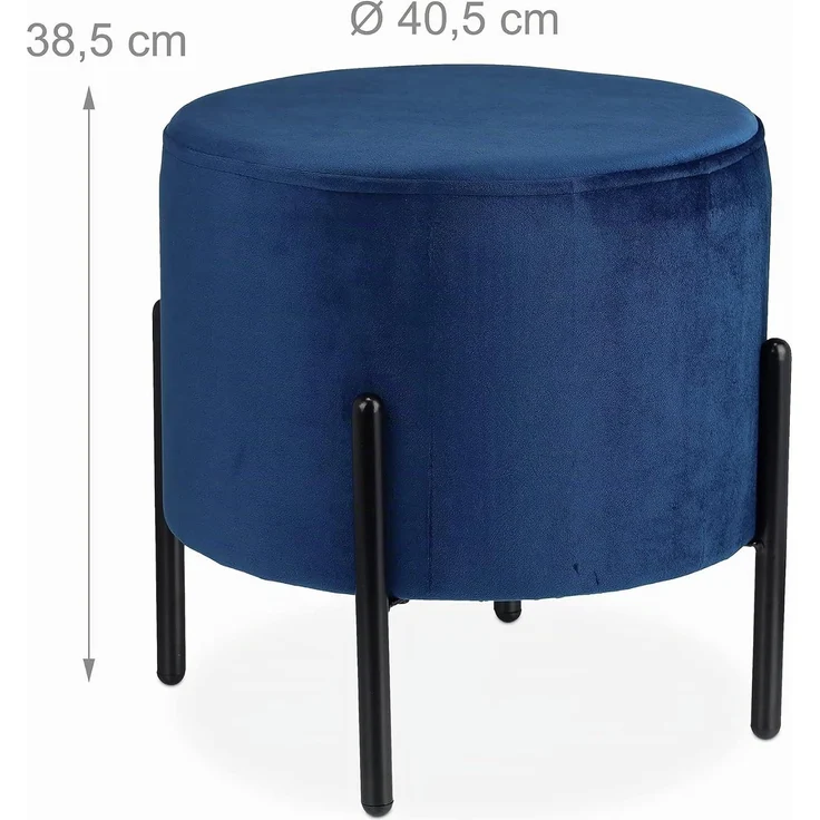 Relaxdays Blauer Samthocker – Bild 3