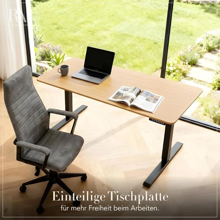 riess-ambiente Schreibtisch OAK DESK 120cm natur/schwarz-Eiche, stufenlos, höhenverstellbar, leise (Einzelartikel, 1-St), Anpassbarer Bürotisch - ideal für Arbeitszimmer, Praxis und Homeoffice – Bild 4