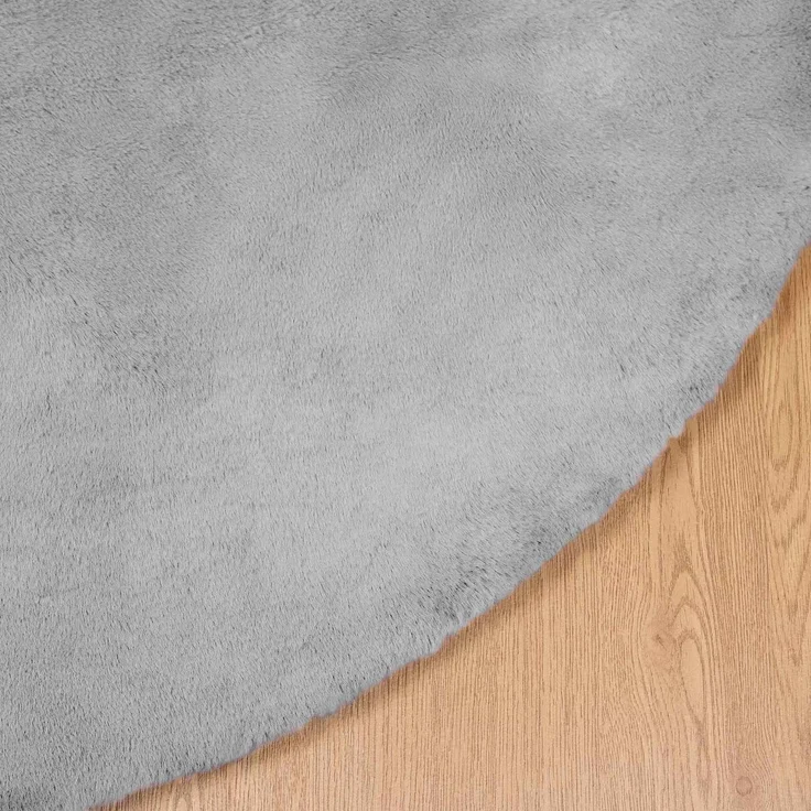 vidaXL Rutschfester Teppich aus Kunstkaninchenfell OLITE Grau Ø 80 cm 42021689 – Bild 7