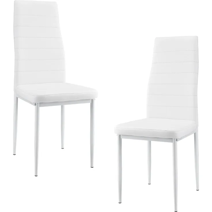 en.casa 'Lidköping' 2-er Set Esszimmerstuhl, Kunstleder weiß