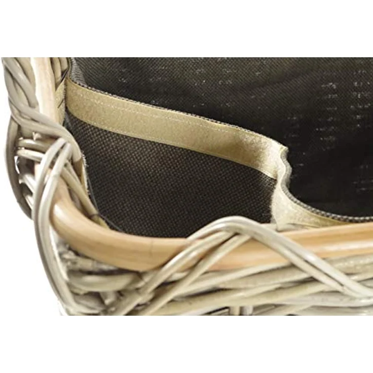 Kobolo Kaminholzkorb Holzkorb Feuerholzkorb, Rattan grau mit Griffen und Leinen, Brennhol (Stück, Stück), 56Lx41x29/36cm – Bild 6