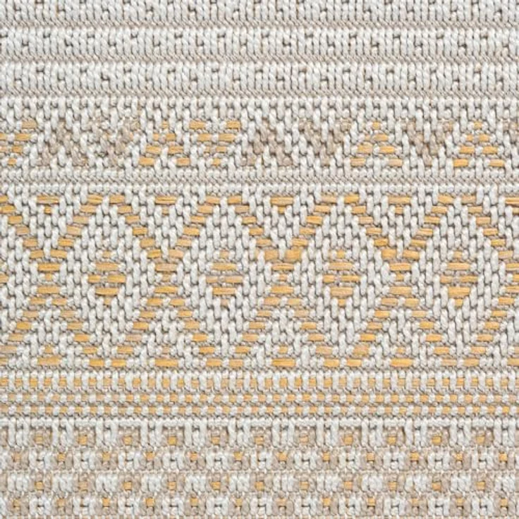 the carpet Calgary - robuster Outdoor Teppich, Flachgewebe, modernes Design, ideal für Küche und Esszimmer, Vintage-Optik, Boho-Style, auch für den Außenbereich, Beige Gelb, 200x280 cm – Bild 5