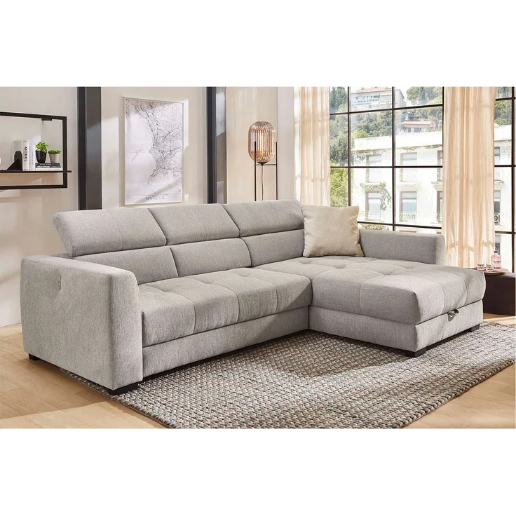 Ecksofa Selina / San Marino, Polyester, Stoff, Grau, 306 x 104 x 200 cm – Bild 4