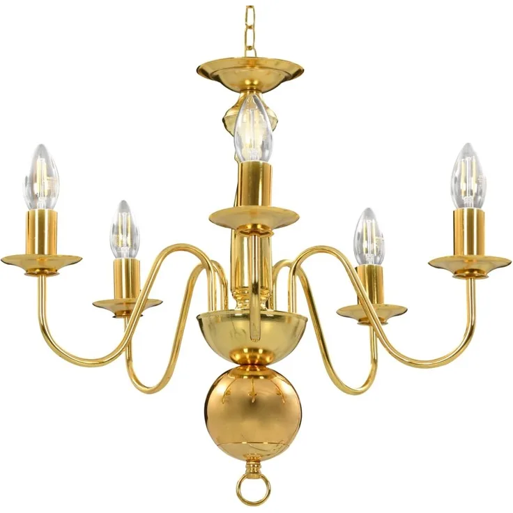 vidaXL Kronleuchter Golden 5 x E14-Glühbirnen 281617