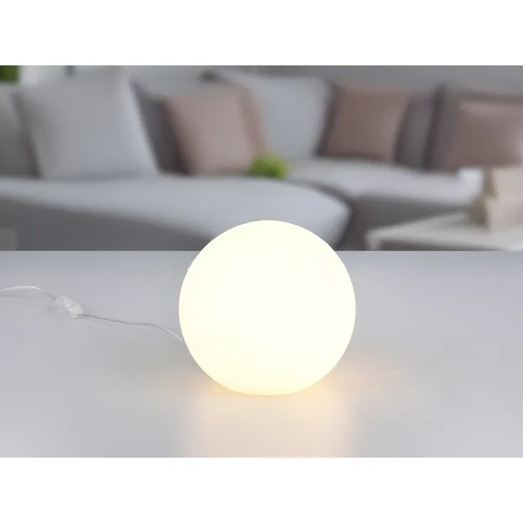 Kleine LED Kugel Tischleuchte aus Opalglas Weiß, Höhe 18cm