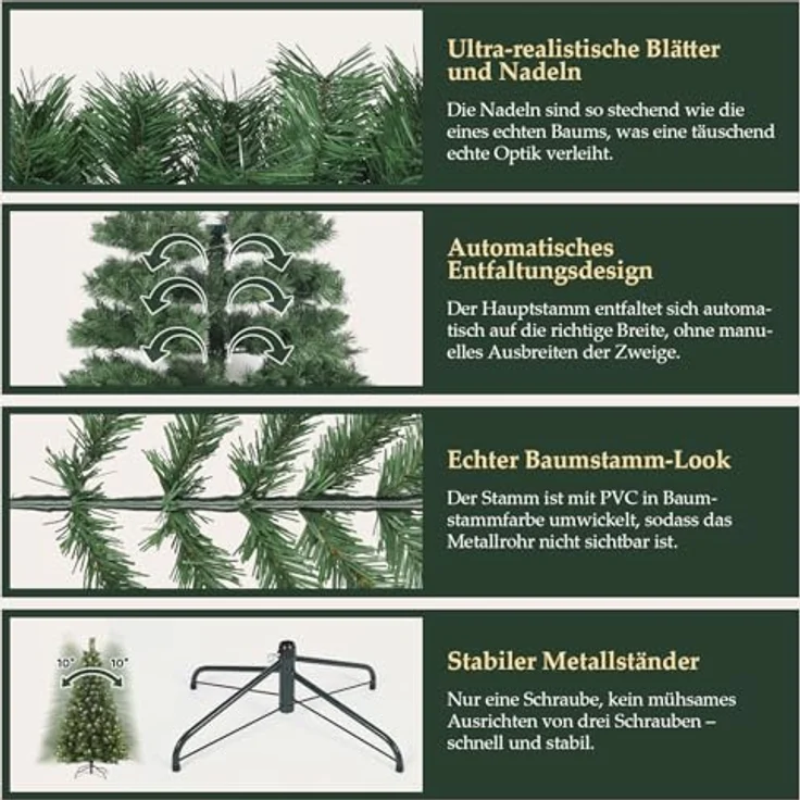 SALCAR Künstlicher Weihnachtsbaum 240 cm mit Beleuchtung, Nordmanntanne mit Warm und RGB LED Lichterketten, 9 Modi und Fernbedienung – Bild 5