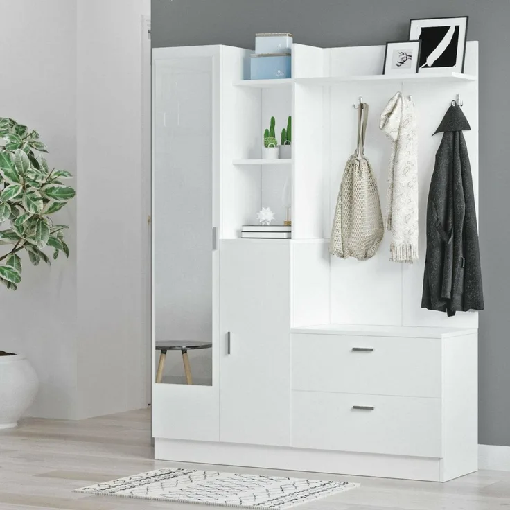 Dmora Garderobenschrank Homam 140x36,8x181,8h cm Weiß Dic-20 Paar