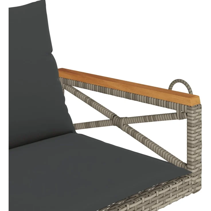 vidaXL Hängebank mit Kissen Grau 109x62x40 cm Poly Rattan 368156 – Bild 7